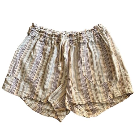 Women's Striped Linen Cotton Shorts Multicolor Size XL - Picture 1 of 11